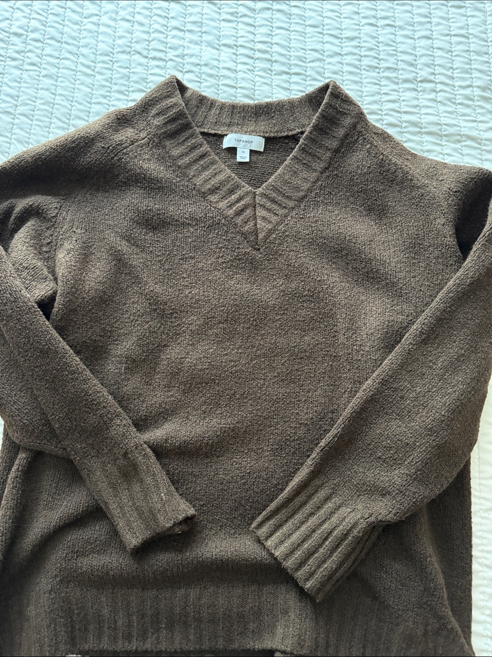 Topshop V-Neck Sweater in Chocolate Brown